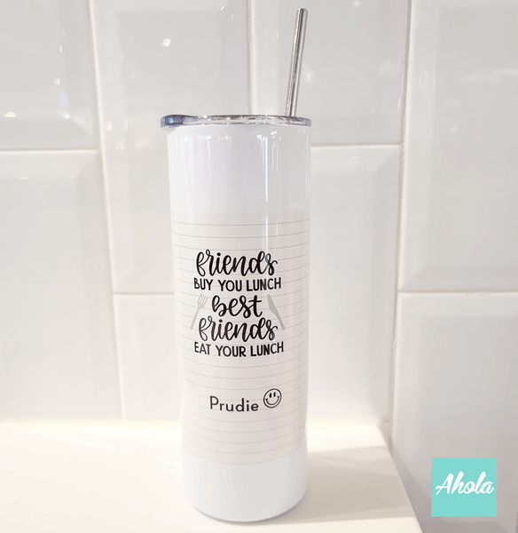 【Best Friends】Stainless Steel Tumbler with straw 不鏽鋼保冷/保温吸管杯