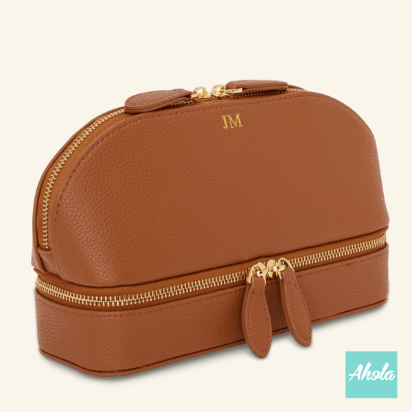 【Maison】Genuine Leather Dual Travel Organizer 燙金壓字真皮旅行化妝/飾品盒