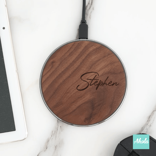 【Rhinos】Engrave Wood 10W Ultra thin FastWireless Charger Pad 刻字木製無線差電板