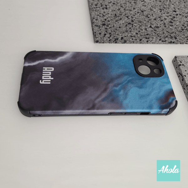 【Blue Liquid Marble】 Soft PU phone case 自定名字液體大理石紋電話軟殼
