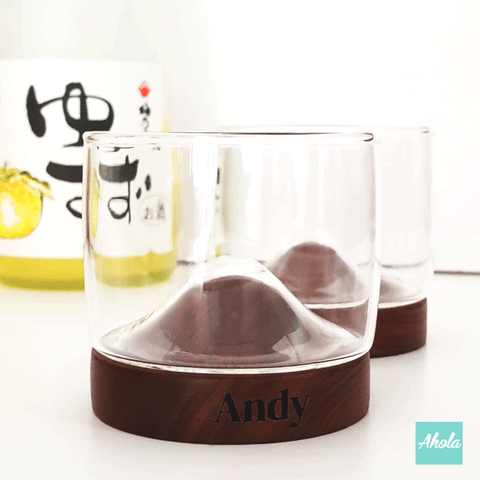 【Yamagata】Whiskey Glass Cup with Wooden Base 玻璃酒杯連木托