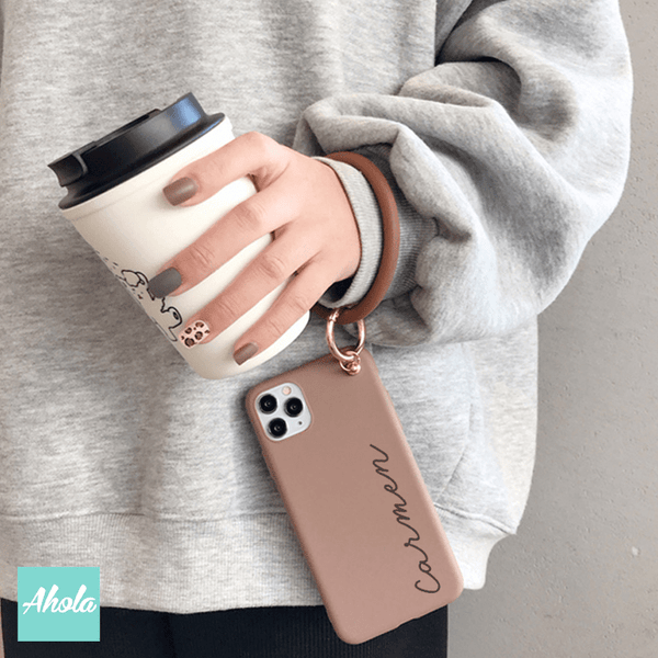 【Hoop】Silicone Soft iPhone Case With Hoop 手腕圈矽膠全包邊自訂名字電話殼