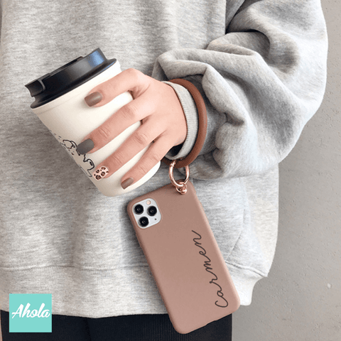 【Hoop】Silicone Soft iPhone Case With Hoop 手腕圈矽膠全包邊自訂名字電話殼