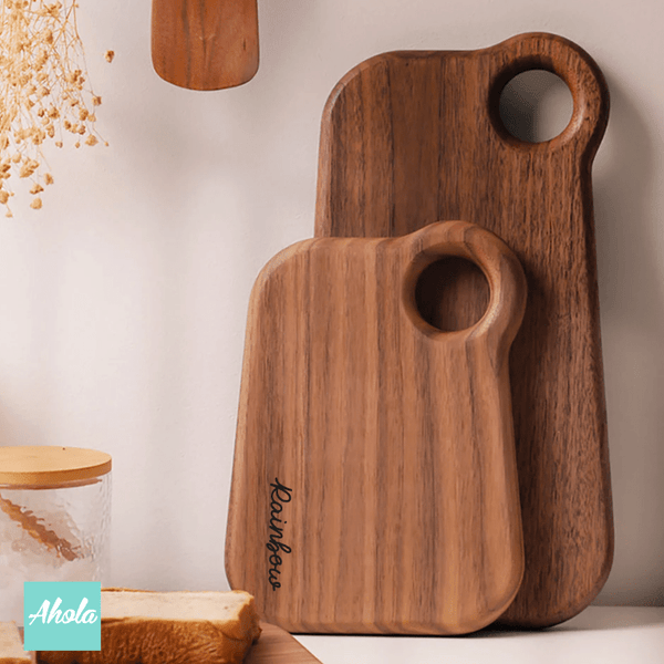 【Cuie】Irregular Sandalwood Cutting Board With Hanging Hole 不規則檀木刻字多用途砧板