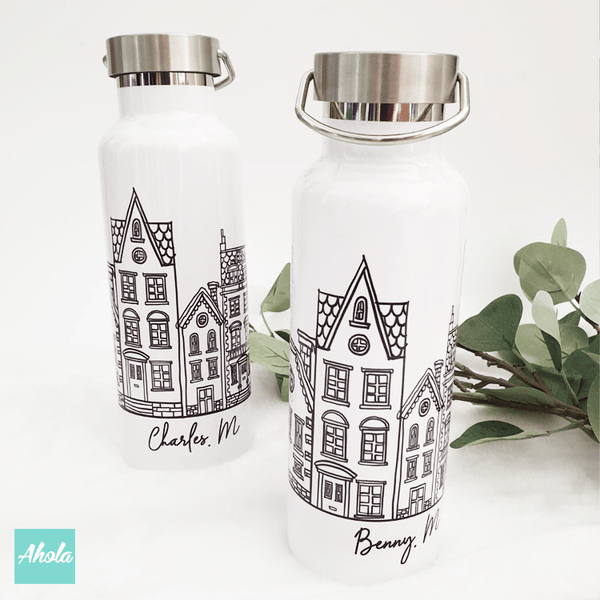 【Hand Drawn Buildings】 Stainless Steel Bottle 不鏽鋼保冷/保温樽 - Ahola