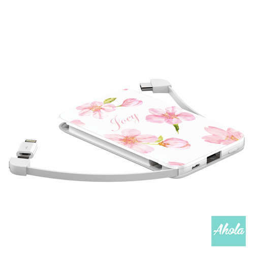 【Cherry Blossom】Portable Power Bank with built-in wire 櫻花內置線便攜式差電器 - Ahola