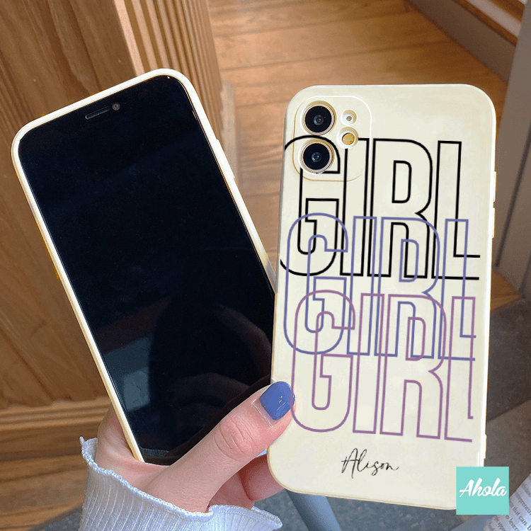 【GIRL】Ultra Thin Silicone Soft iPhone Case  矽膠全包邊自訂名字電話殼