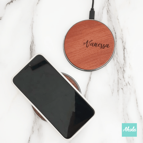 【Rhinos】Engrave Wood 10W Ultra thin FastWireless Charger Pad 刻字木製無線差電板