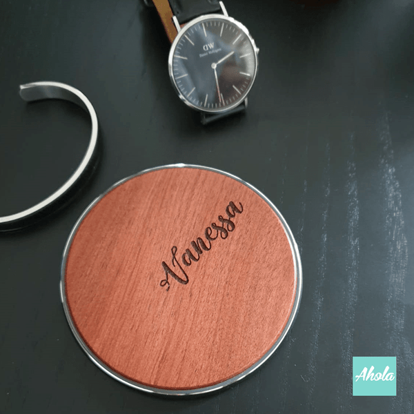 【Rhinos】Engrave Wood 10W Ultra thin FastWireless Charger Pad 刻字木製無線差電板