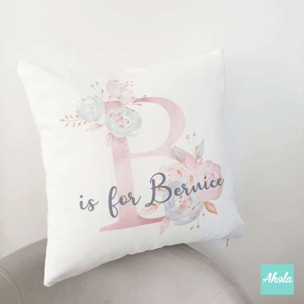 【Pink Floral Letter】Cushion 粉色字母咕𠱸套 (**送咕𠱸芯)