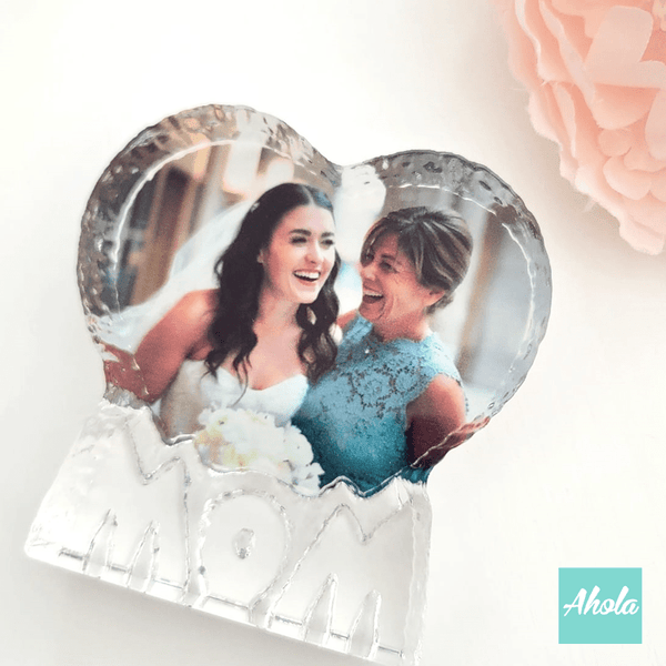 【MOM】Heart Shaped Crystal Glass Customized Photo Frame 心形水晶玻璃相框