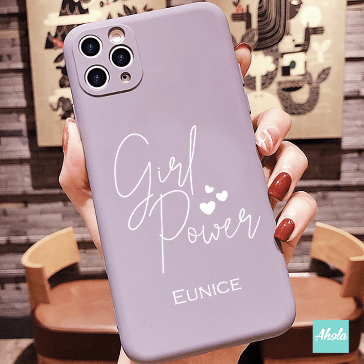 【Girl Power】Ultra Thin Silicone Soft iPhone Case 矽膠全包邊自訂名字電話殼