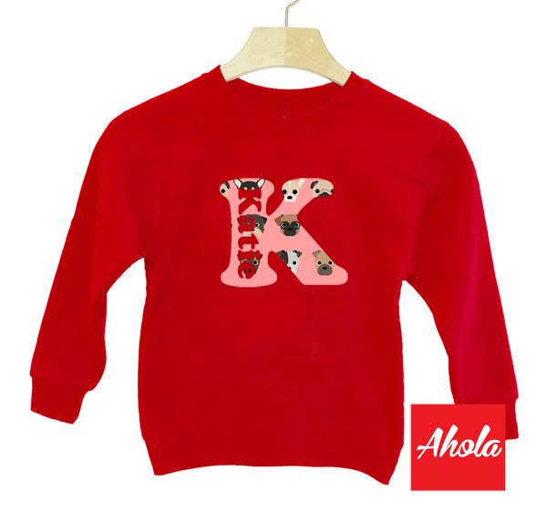 【Cutie dog】 Crew Neck Sweatshirt 植絨燙畫系列 - Ahola