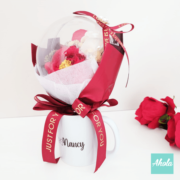 【Happy Mother's Day】Silk/Soap Flowers Bubble ball Box Cup Set 絹/香皂花氣球花配母親節快樂陶瓷杯禮袋套裝