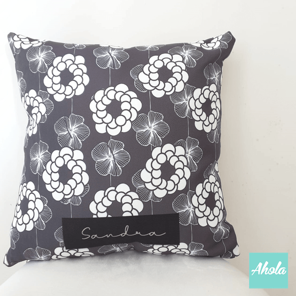 【Lottie Floral Grey】Cushion 灰花圖案咕𠱸套 (**送咕𠱸芯)