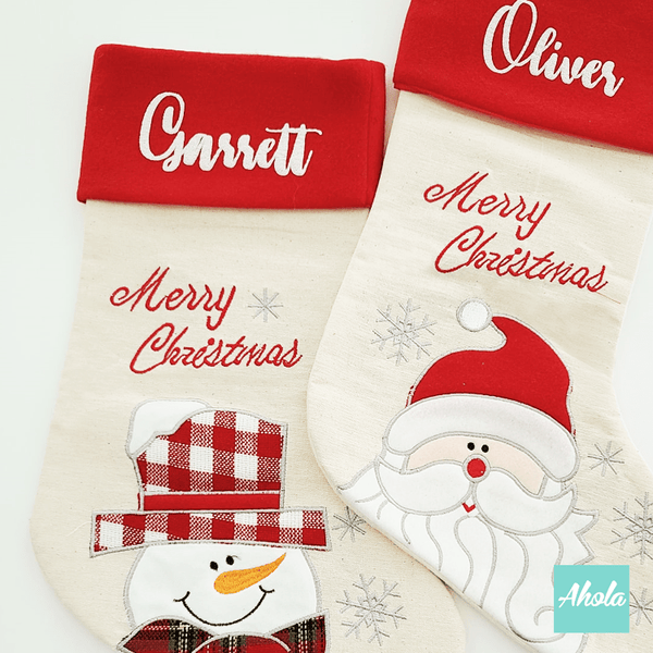 【Santa Snowman】Personalised Christmas Stocking with Accessories Set 印名可愛聖誕襪玩具飾品套裝