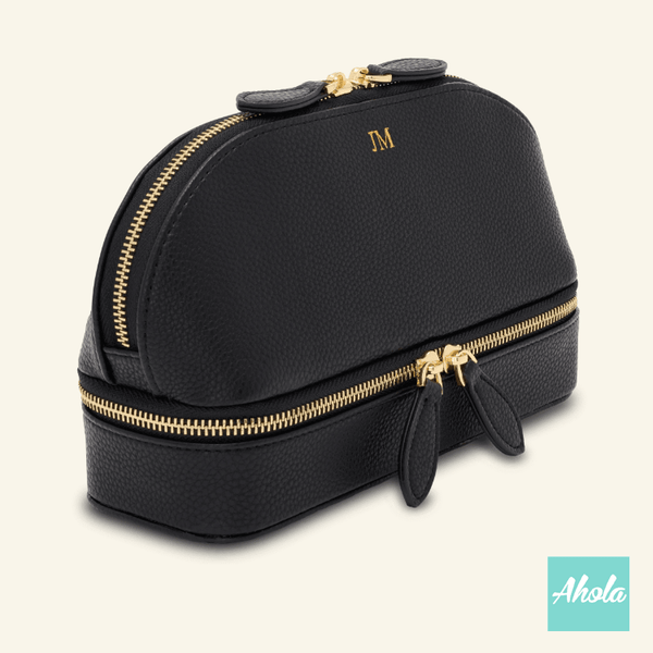 【Maison】Genuine Leather Dual Travel Organizer 燙金壓字真皮旅行化妝/飾品盒