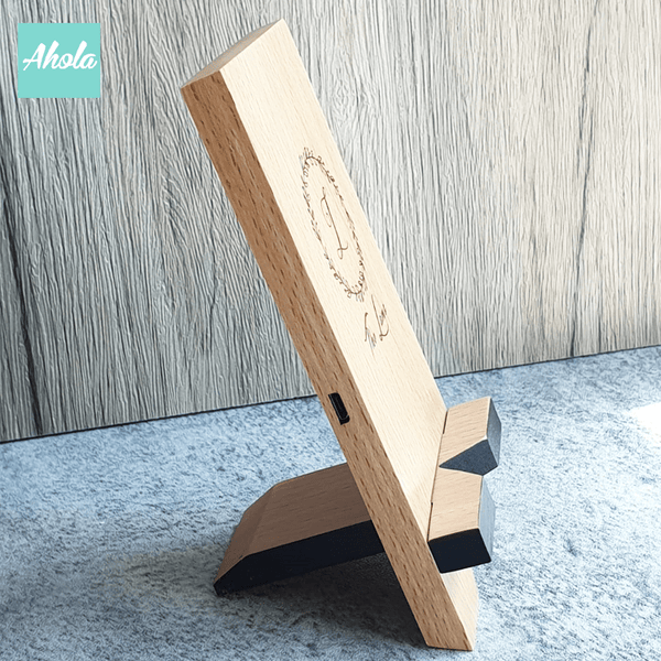 【Omi】10W Wood Qi  Wireless Charger Stand 刻名字木製無線差電座