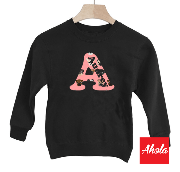 【Cutie dog】 Crew Neck Sweatshirt 植絨燙畫系列 - Ahola