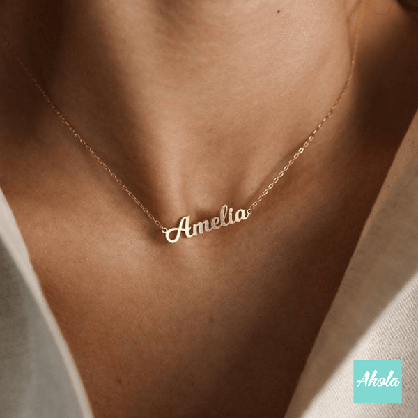 SP068 Platinum Plated Sterling Silver name necklace