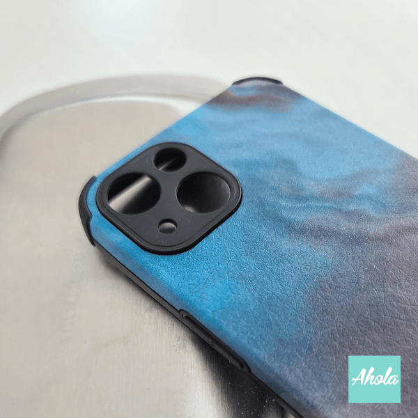 【Blue Liquid Marble】 Soft PU phone case 自定名字液體大理石紋電話軟殼