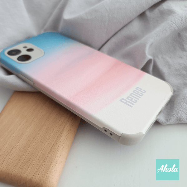 【Loden】 Soft PU phone case 自定名字粉彩層電話軟殼