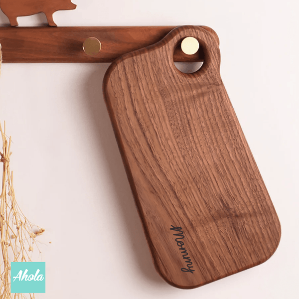 【Cuie】Irregular Sandalwood Cutting Board With Hanging Hole 不規則檀木刻字多用途砧板