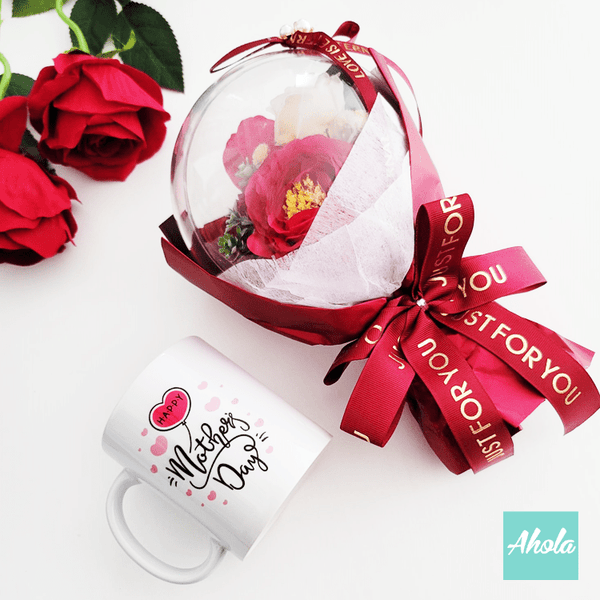 【Happy Mother's Day】Silk/Soap Flowers Bubble ball Box Cup Set 絹/香皂花氣球花配母親節快樂陶瓷杯禮袋套裝