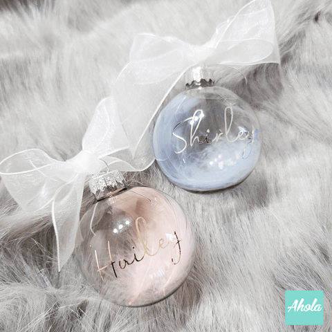 【Bell】6cm Personalized Christmas Glass Ball ornament with feathers 羽毛聖誕樹裝飾玻璃球
