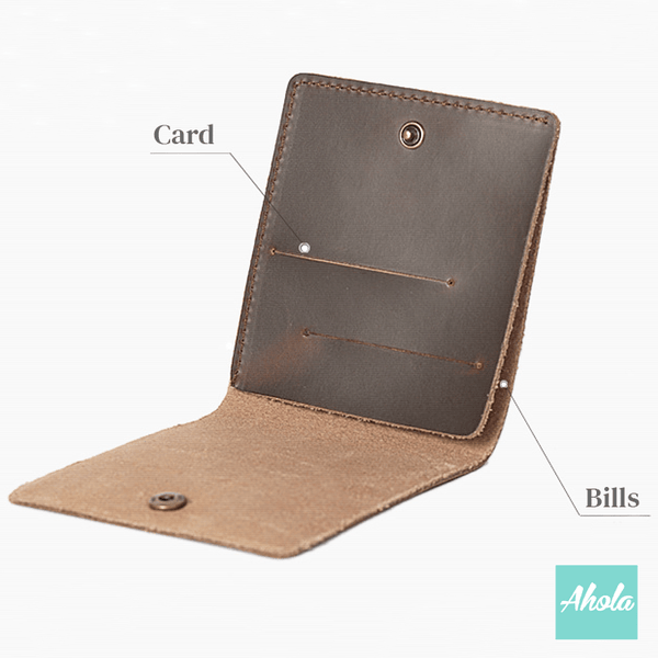 【Jackie】Embossed Genuine Leather Fold Card Wallet 牛皮印壓名字銀包