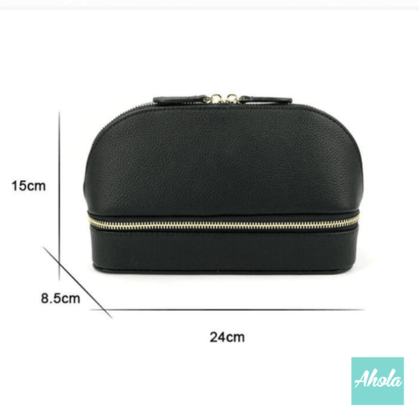 【Maison】Genuine Leather Dual Travel Organizer 燙金壓字真皮旅行化妝/飾品盒