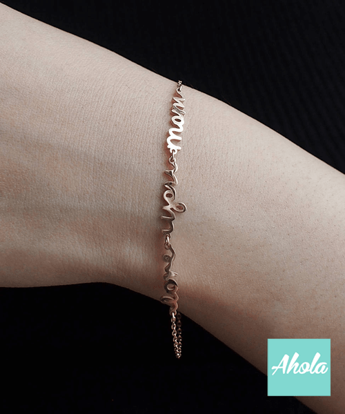 SP014 Platinum Plated Sterling Silver handwriting/signature bracelet 純銀手寫可分組字句手鏈  📣此產品新年/情人節前出貨已截單, 由1月15號至2月26號落單將會在3月中/尾寄出 - Ahola