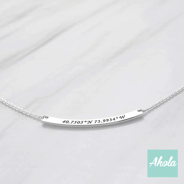 SP033 Sterling Silver  Curved Bar Engraved Necklace 長形彎牌刻字頸鏈  📣此產品新年/情人節前出貨已截單, 由1月15號至2月26號落單將會在3月中/尾寄出 - Ahola