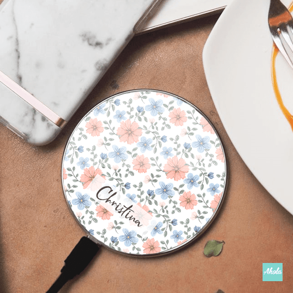 【Boho flower】10W Ultra thin FastWireless Charger Pad 花朵名字無線差電板 - Ahola