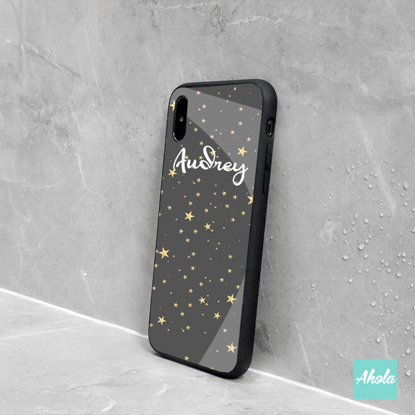 【Starry Star】Black bumper tempered glass phone Case 滿天星黑色全包邊玻璃名字電話殼 📣由於農曆新年假期關係, 此產品最遲在1月28號落單/付款, 2月10號左右完成寄出, 而1月29號至2月14號落單將會在3月頭/中寄出 - Ahola