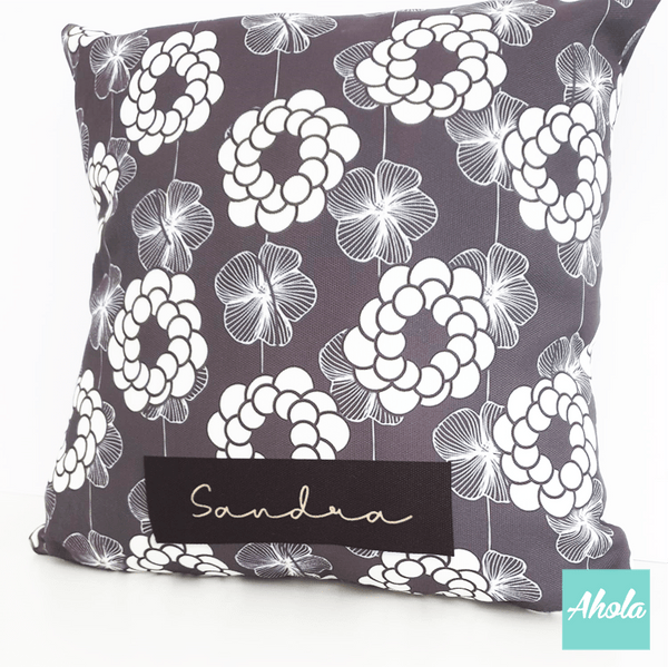 【Lottie Floral Grey】Cushion 灰花圖案咕𠱸套 (**送咕𠱸芯)