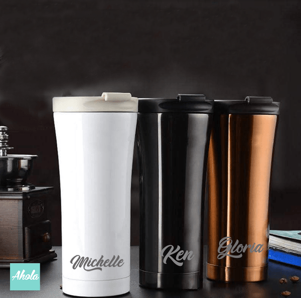 【Name】 Engraved Stainless Steel Hot or Cold Coffee Cup 刻名不鏽鋼保冷/保温咖啡杯 - Ahola