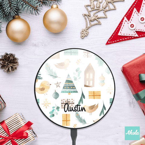 【Scandinavian Christmas】10W Ultra thin FastWireless Charger Pad 聖誕名字無線差電板 - Ahola