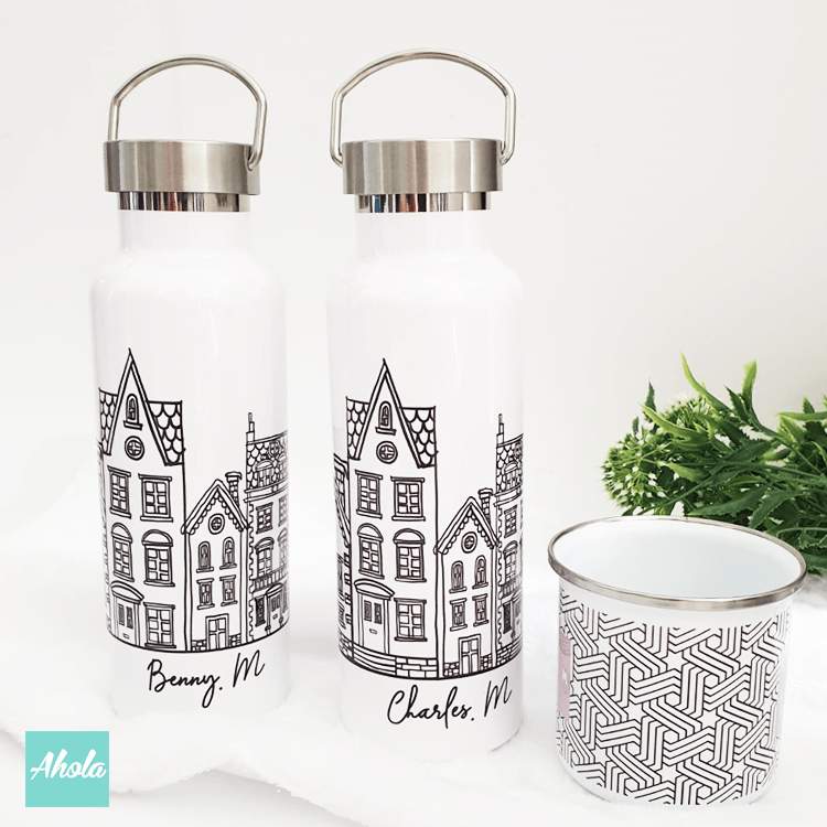 【Hand Drawn Buildings】 Stainless Steel Bottle 不鏽鋼保冷/保温樽 - Ahola