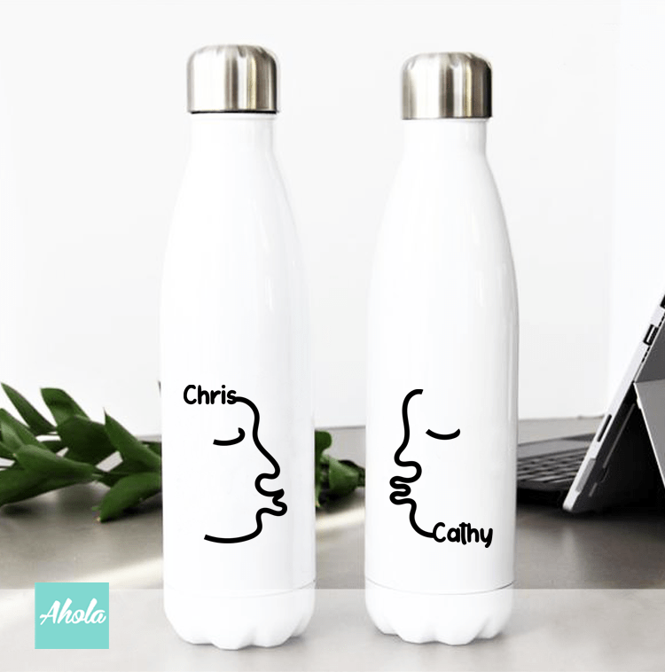 【Kissing Couple】 Pairs of Engraved Stainless Steel Hot or Cold Bottle 刻名不鏽鋼保冷/保温樽一對 - Ahola