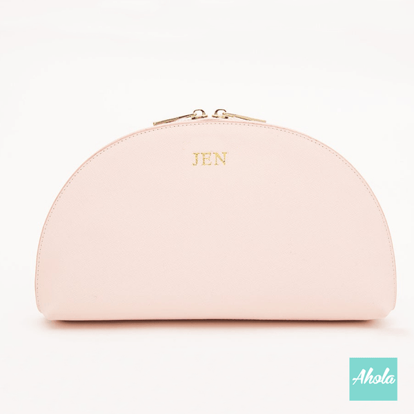 【Kara】Saffiano Leather Half Moon Clutch 燙金壓字真皮小袋