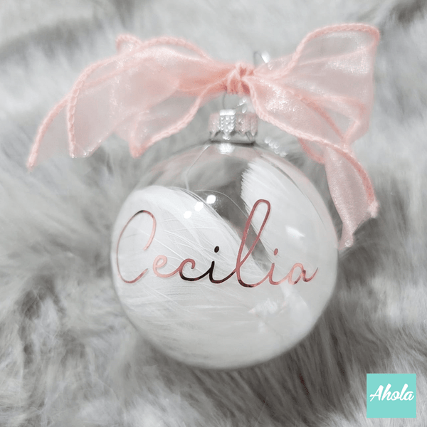 【Jingle】8cm Personalized Christmas Glass Ball ornament with feathers 羽毛聖誕樹裝飾玻璃球