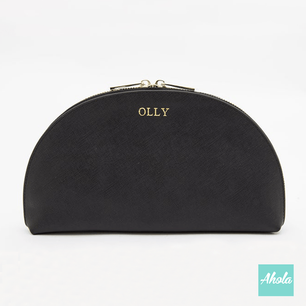 【Kara】Saffiano Leather Half Moon Clutch 燙金壓字真皮小袋