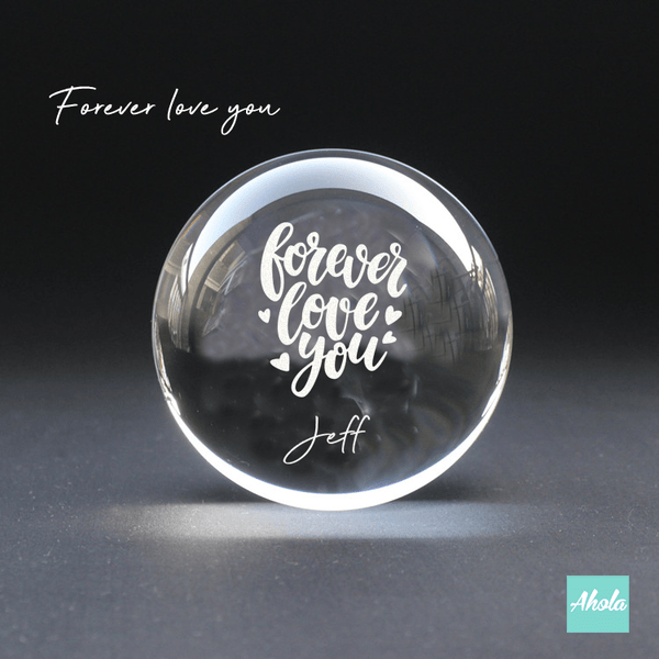 【My Love】Laser Engraved Crystal Ball and Wood Music Box  刻字愛情水晶球音樂盒 - Ahola