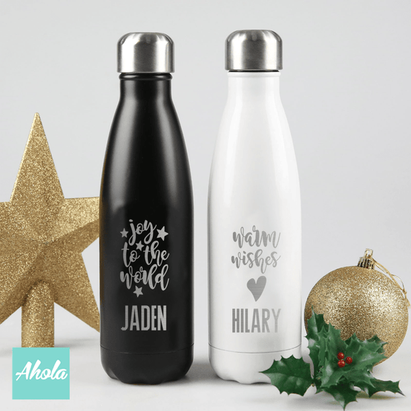 【Greetings】 Engraved Stainless Steel Hot or Cold Bottle 刻名不鏽鋼保冷/保温樽 📣由於農曆新年假期關係, 此產品最遲在1月25號落單/付款, 2月10號左右完成寄出, 而1月26號至2月14號落單將會在3月頭/中寄出 - Ahola