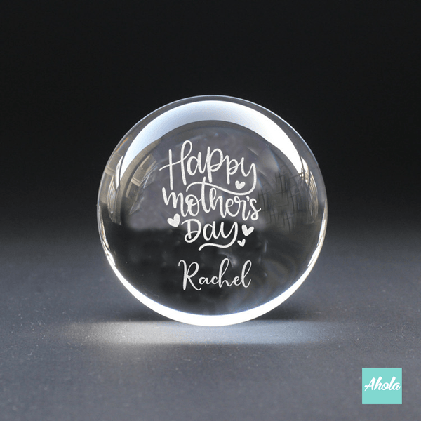 【Happy Mother's Day】Laser Engraved Crystal Ball and Wood Music Box 刻字水晶球音樂盒 - Ahola