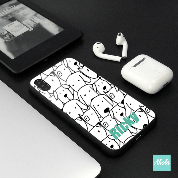 【Cat & Dog】Black bumper tempered glass phone Case 貓貓狗狗全包邊玻璃名字電話殼 📣由於農曆新年假期關係, 此產品最遲在1月28號落單/付款, 2月10號左右完成寄出, 而1月29號至2月14號落單將會在3月頭/中寄出 - Ahola