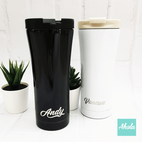 【Name】 Engraved Stainless Steel Hot or Cold Coffee Cup 刻名不鏽鋼保冷/保温咖啡杯 - Ahola
