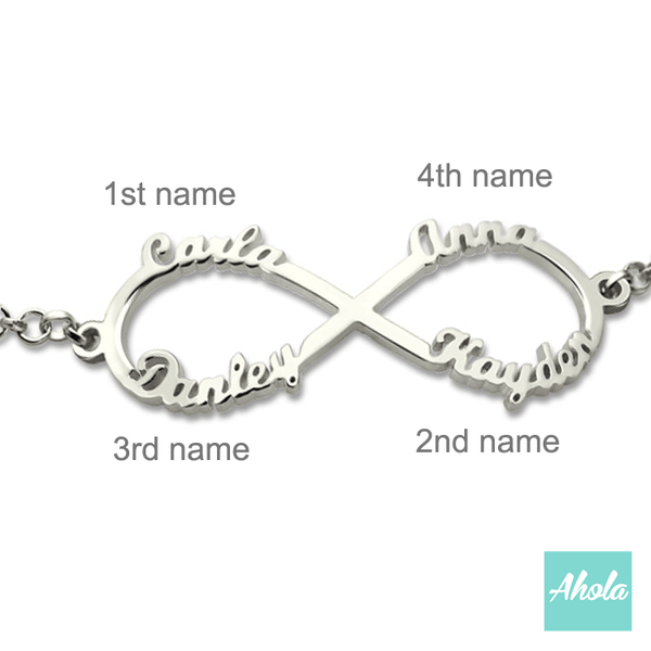 SP047 Sterling Silver Infinity Name Bracelet 無限的愛名字手鏈 - Ahola