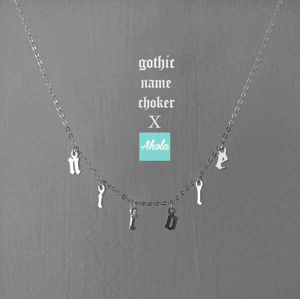 SP026 My Choker Sterling Silver Gothic words Necklace 哥德字母短頸鏈  📣此產品最遲在1月25號落單/付款, 2月8左右完成寄出, 而1月26號至2月14號落單將會在3月頭/中寄出 - Ahola